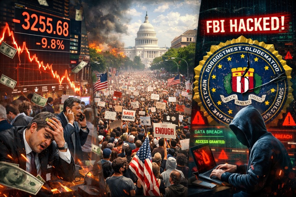 Market crashed ,fbi hacked,protest in US"