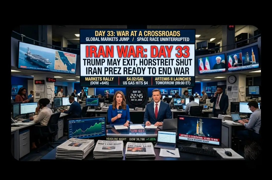 Iran War Day 33: Trump May Exit Without Opening Hormuz, Iran President Ready to End War, Markets Rally, US Gas Hits $4, Artemis .